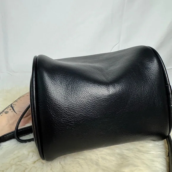 Black Faux Leather Handbag with Gold Hardware- Like New! - Picture 9 of 12